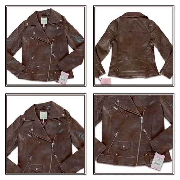 NWT Avec Les Filles Faux Leather Quilted Moto Biker Jacket - Picture 10 of 16